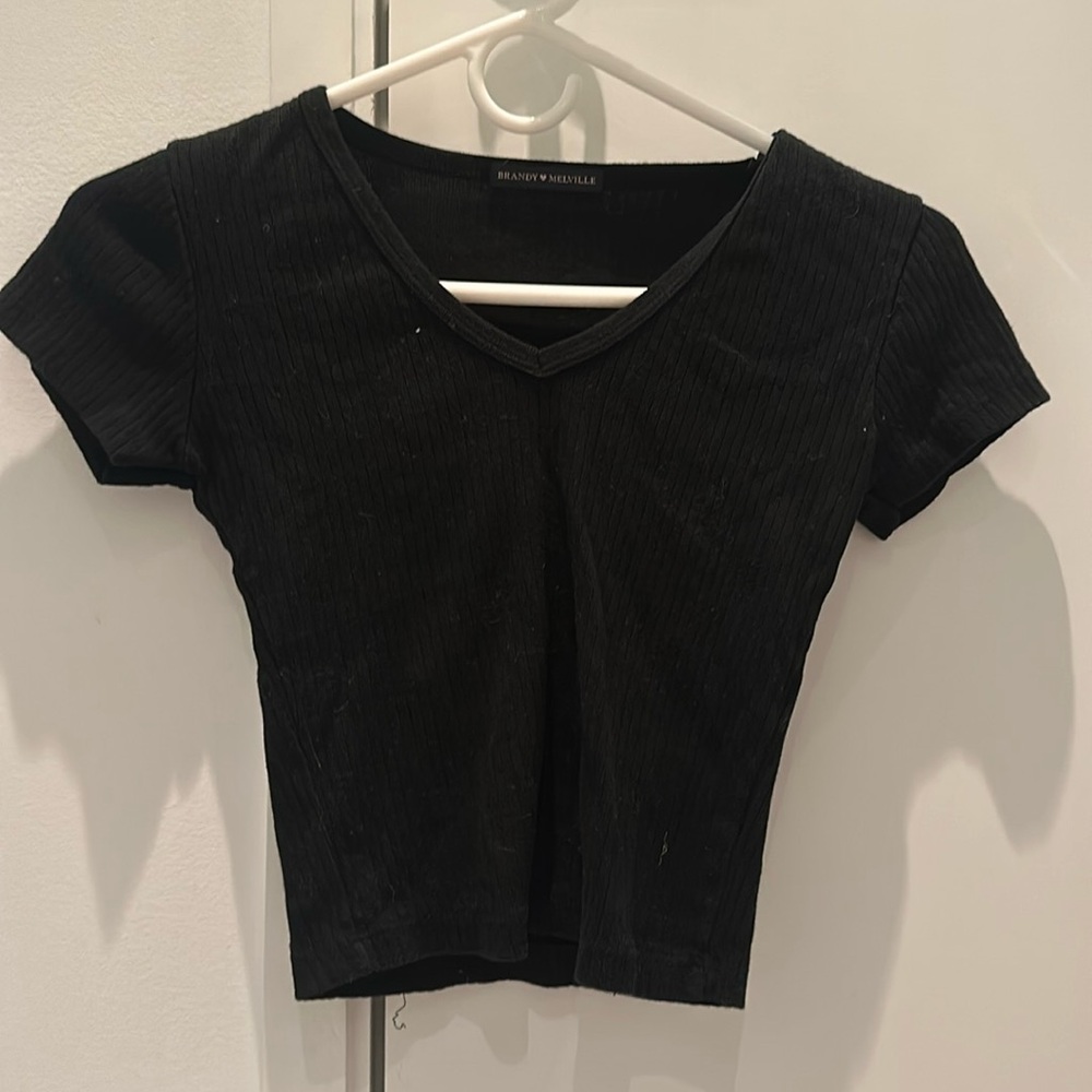 Brandy Melville Black V-neck Tee